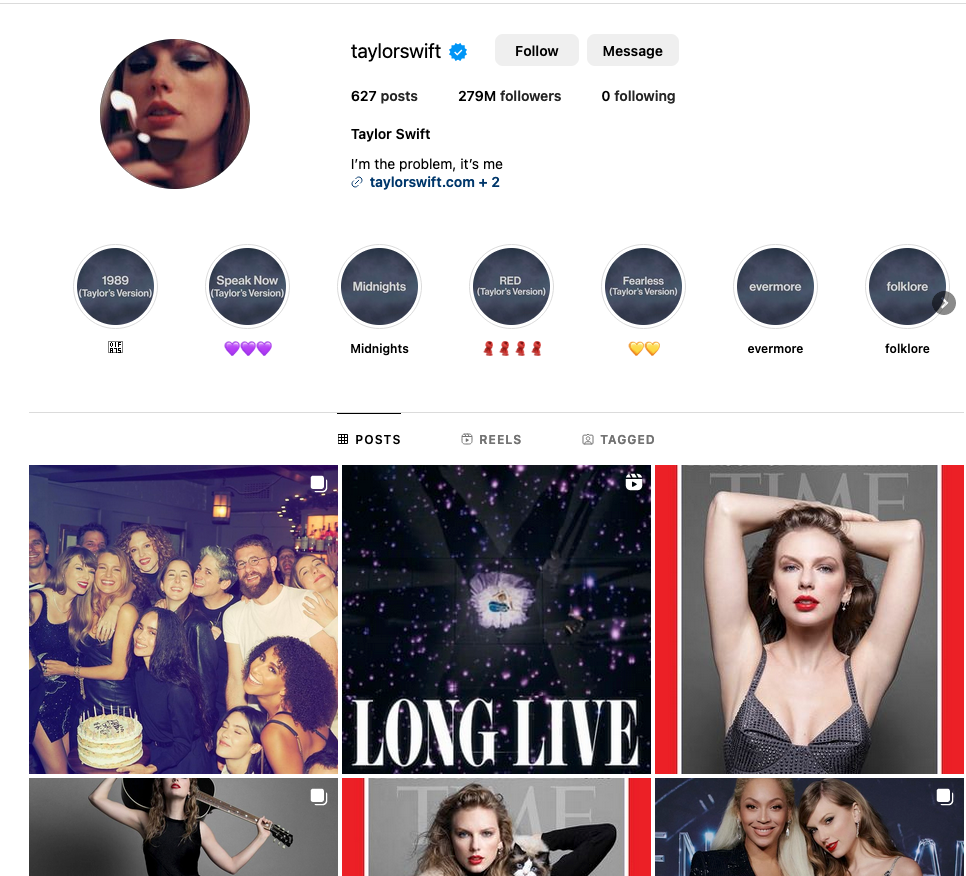 Explore Taylor Swift's Instagram account for social proof examples.